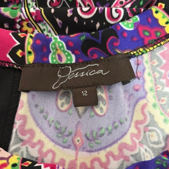 Jessica Black and Pink Paisley Midi Dress - Picture 9 of 10